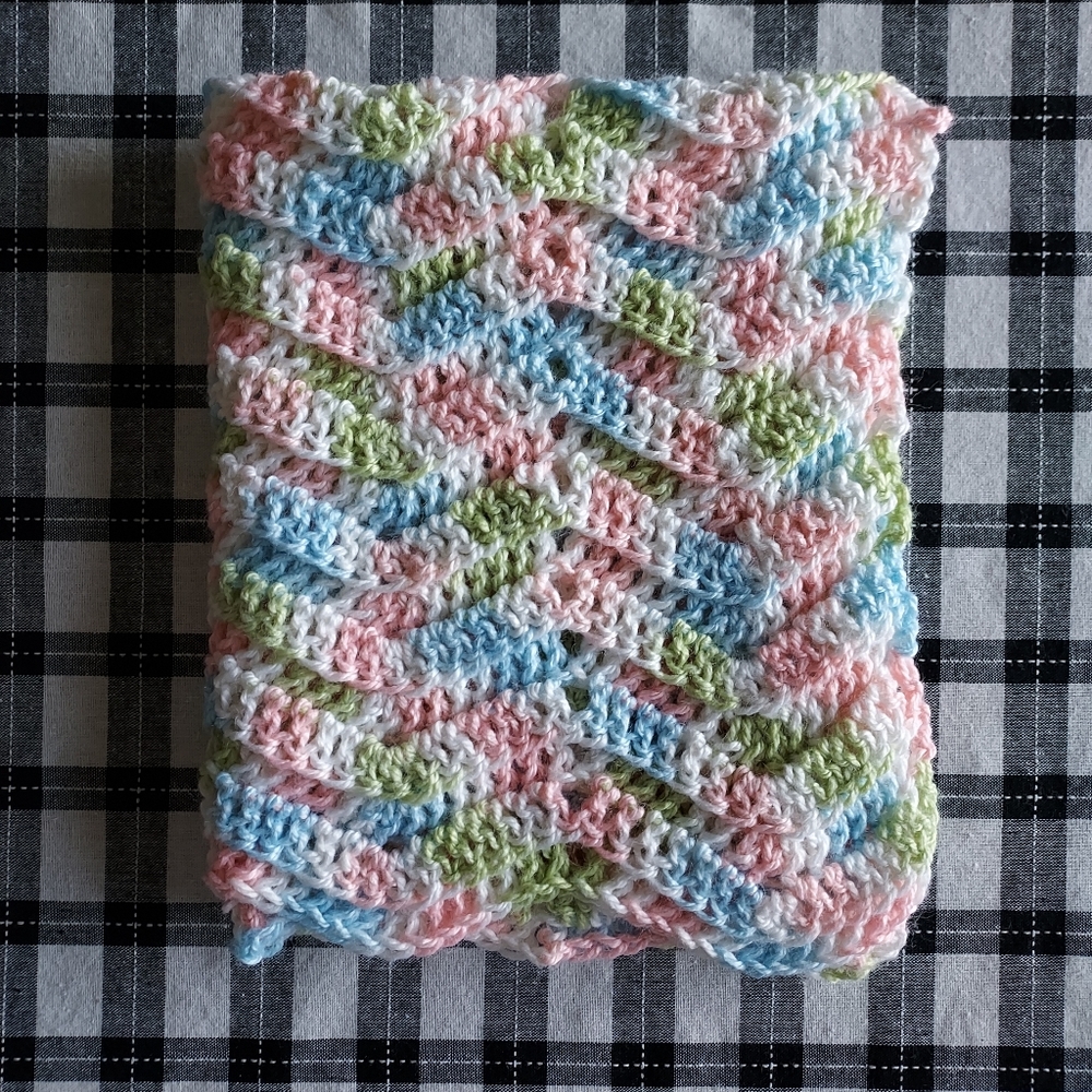 Blanket baby doll play blanket crocheted 15 x 20 pastels